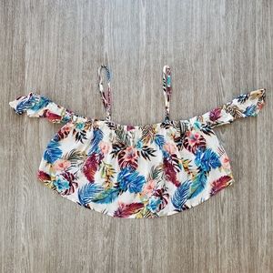 Rewind Off Shoulder Crop Top Tropical Medium